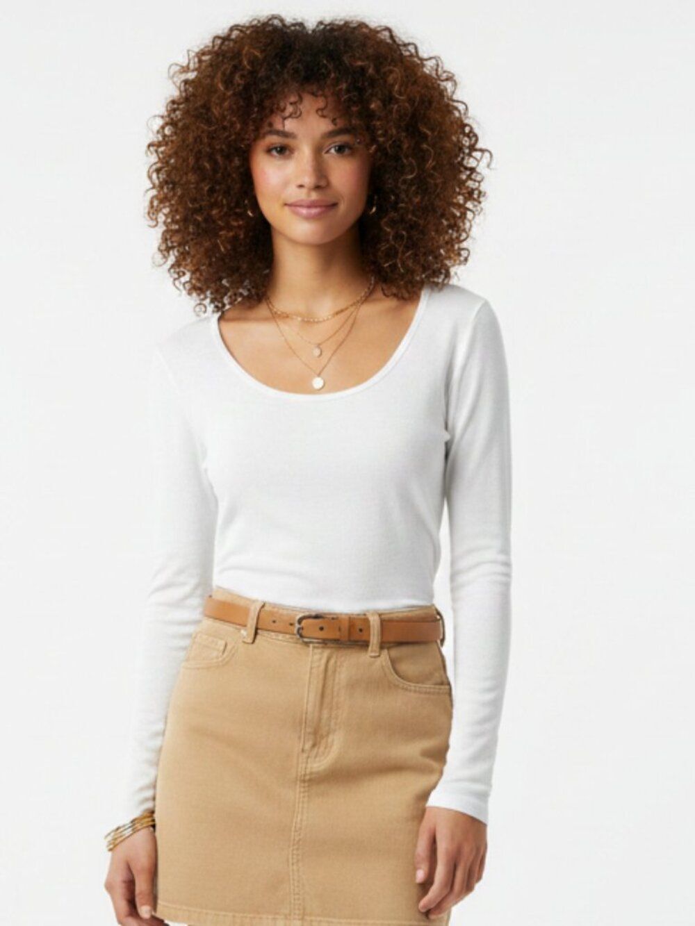 Mur Mur Anthropologie Ivory Crew Neck Long Sleeve Tee T Shirt Top M